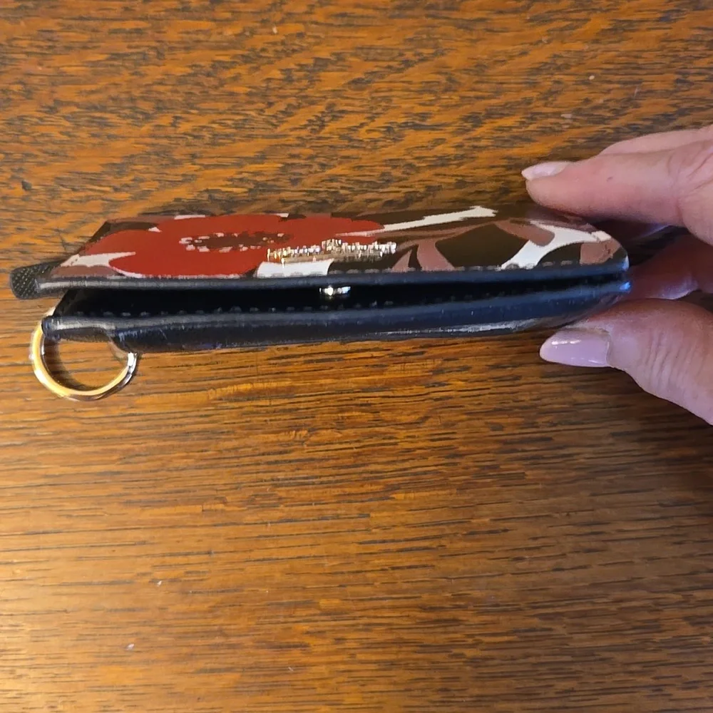 Kate Spade Compact Wallet With Key Ring In Red Poppy Field - Picture 11 of 16